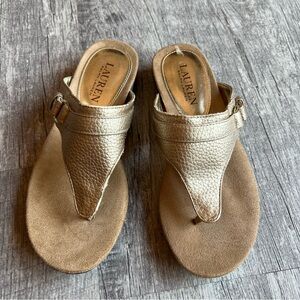 Lauren Ralph Lauren Krystal Thong Sandals Gold Size 6.5